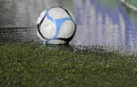rainy soccer ball